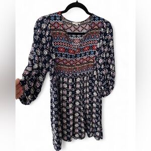 Umgee Boho Blouse Tunic Flowy Top Hippie Spring Summer Peasant Shirt Bohemian, L